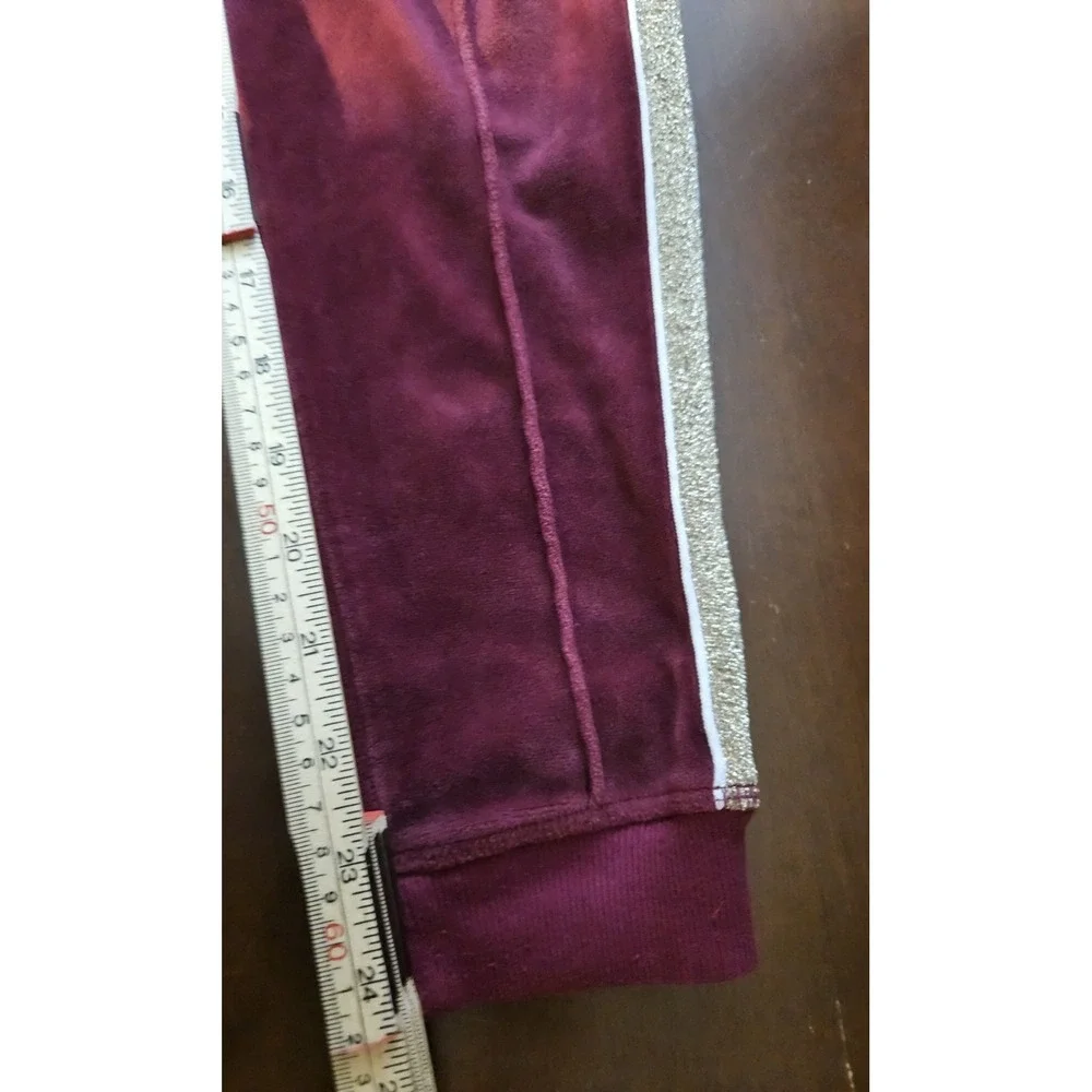 Justice Active Girls‎ Dance Velour Outfit Set Hoodie Joggers Burgundy Gold Sz 10